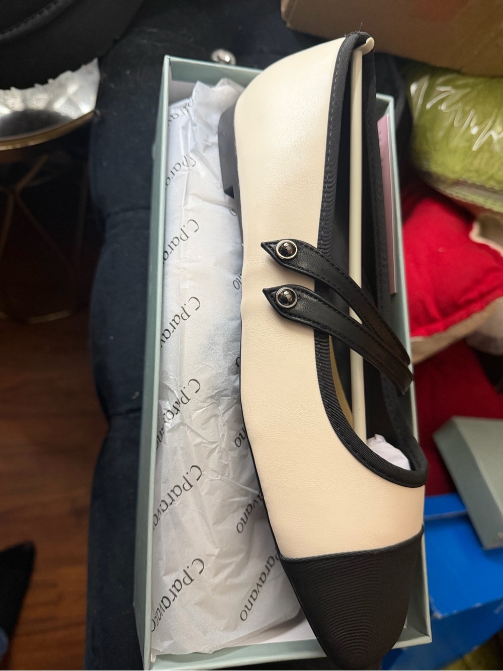 Two-Tone White and Black Mary Jane Flat - Chic Everyday Loafer